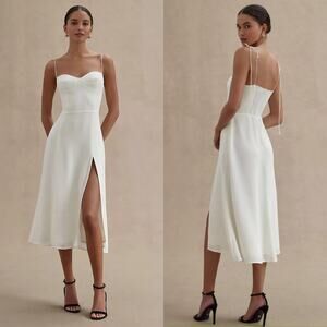 Reformation Ivory Midi Dress with Slit
